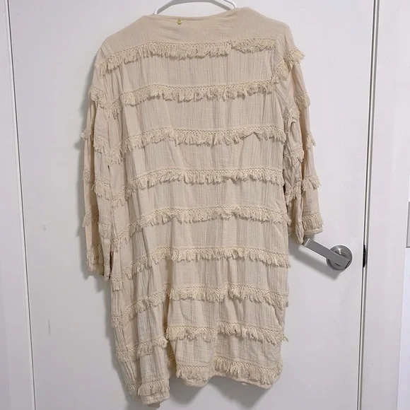 Anthropologie Cream Harlyn Fringed Long Jacket - Picture 5 of 6